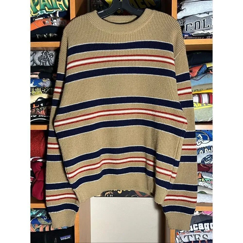 Vintage 90s Robert Bruce Men’s Wool Striped Knit Sweater